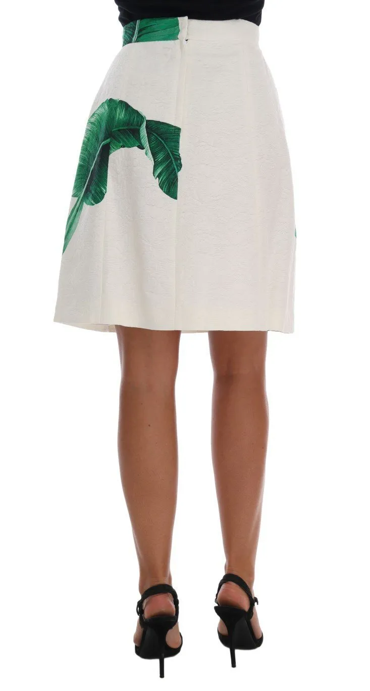 Green Banana Leaf Brocade Cotton Silk Skirt