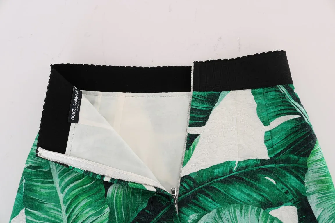 Green Banana Leaf Crystal Cotton Silk Skirt