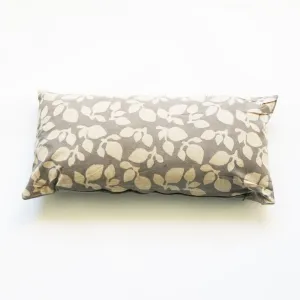 Grey Leaf Cotton Blockprinted Lumbar Pillow 12 x 24