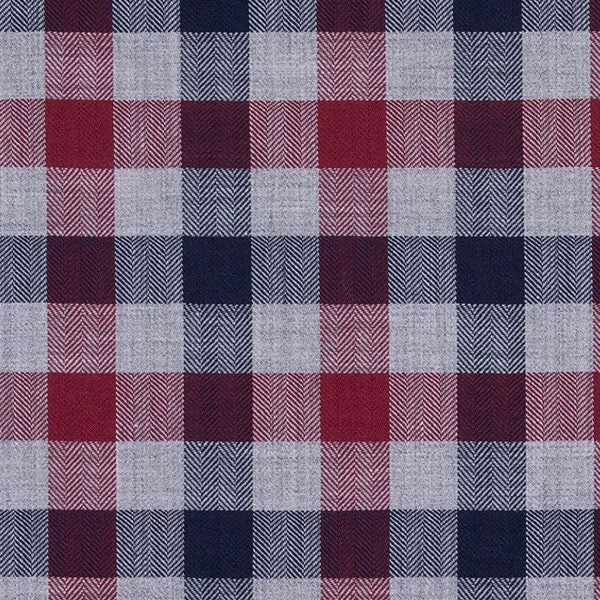 Grey, Navy and Red Melange Flannel