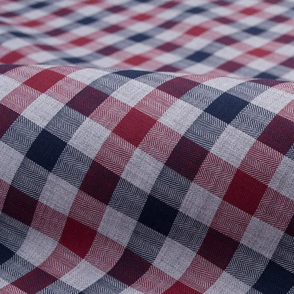 Grey, Navy and Red Melange Flannel