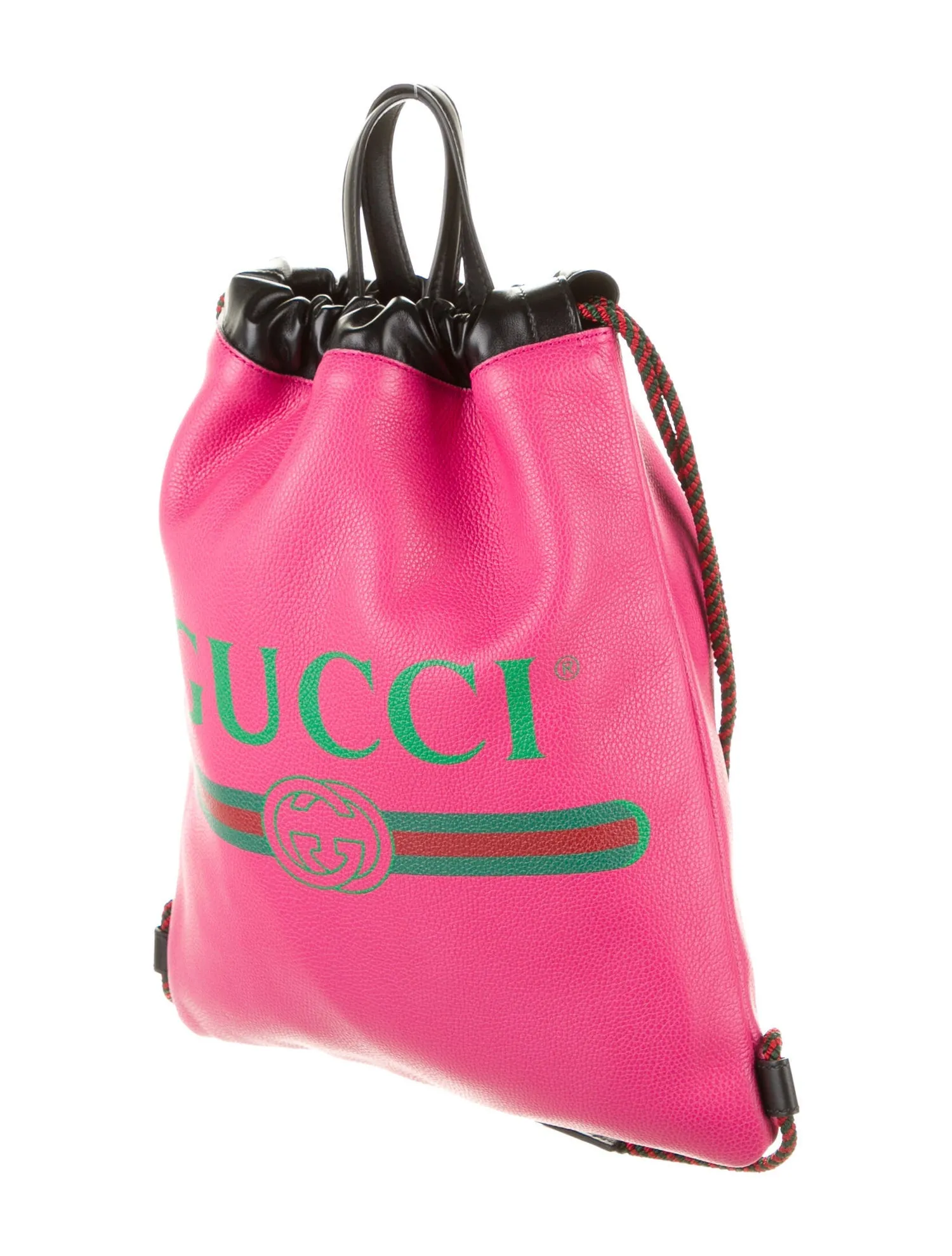 Gucci 2018 Leather Drawstring Backpack in Pink with Pouch