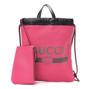 Gucci 2018 Leather Drawstring Backpack in Pink with Pouch