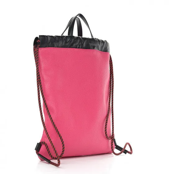 Gucci 2018 Leather Drawstring Backpack in Pink with Pouch