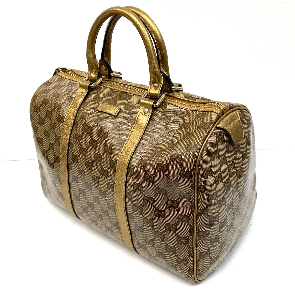 Gucci Joy GG Supreme Crystal Gold Boston Bag