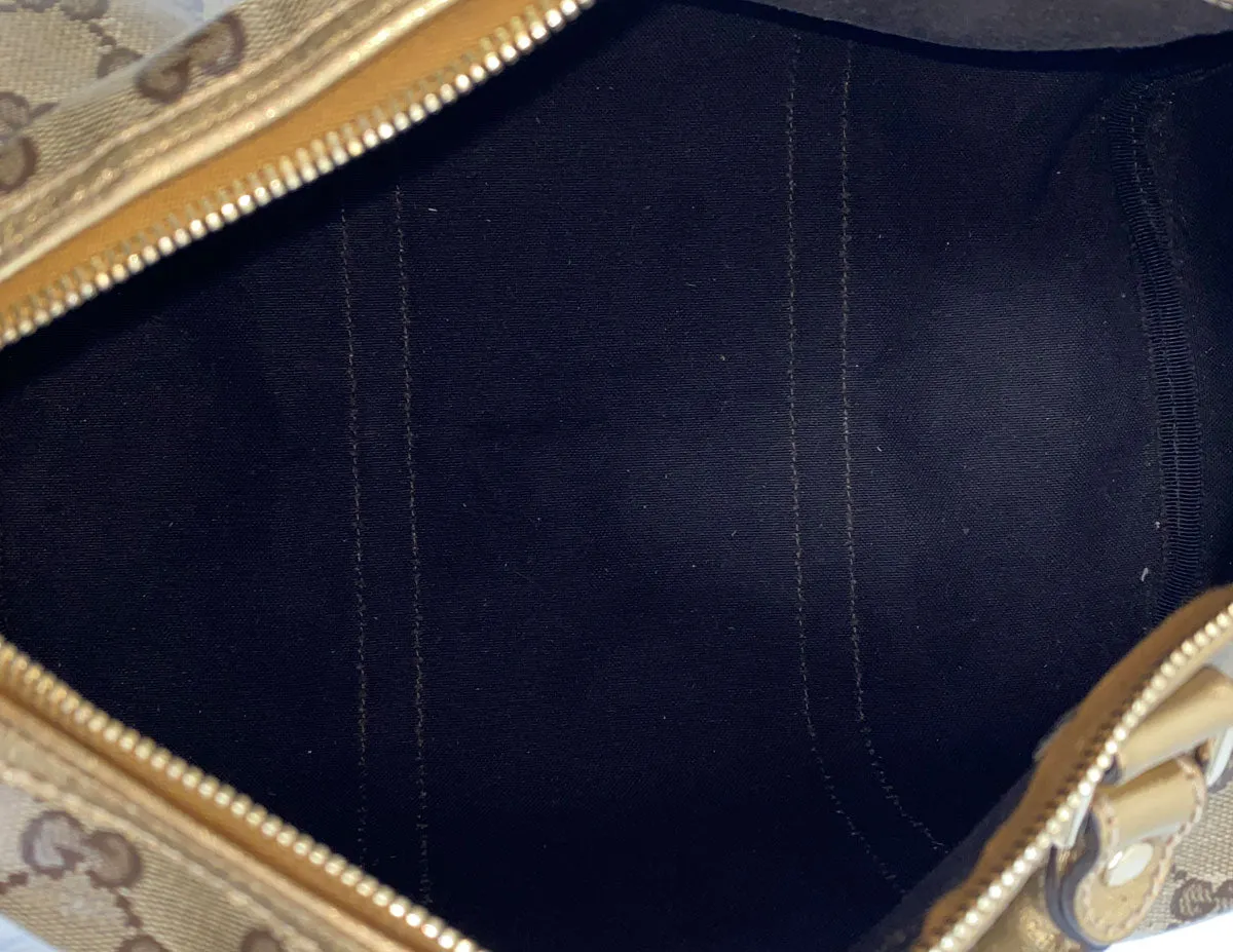 Gucci Joy GG Supreme Crystal Gold Boston Bag