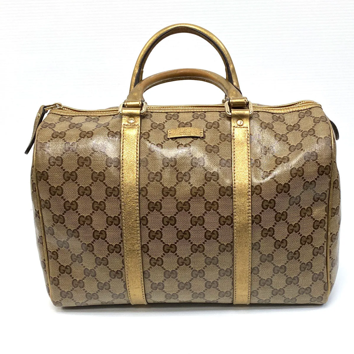 Gucci Joy GG Supreme Crystal Gold Boston Bag
