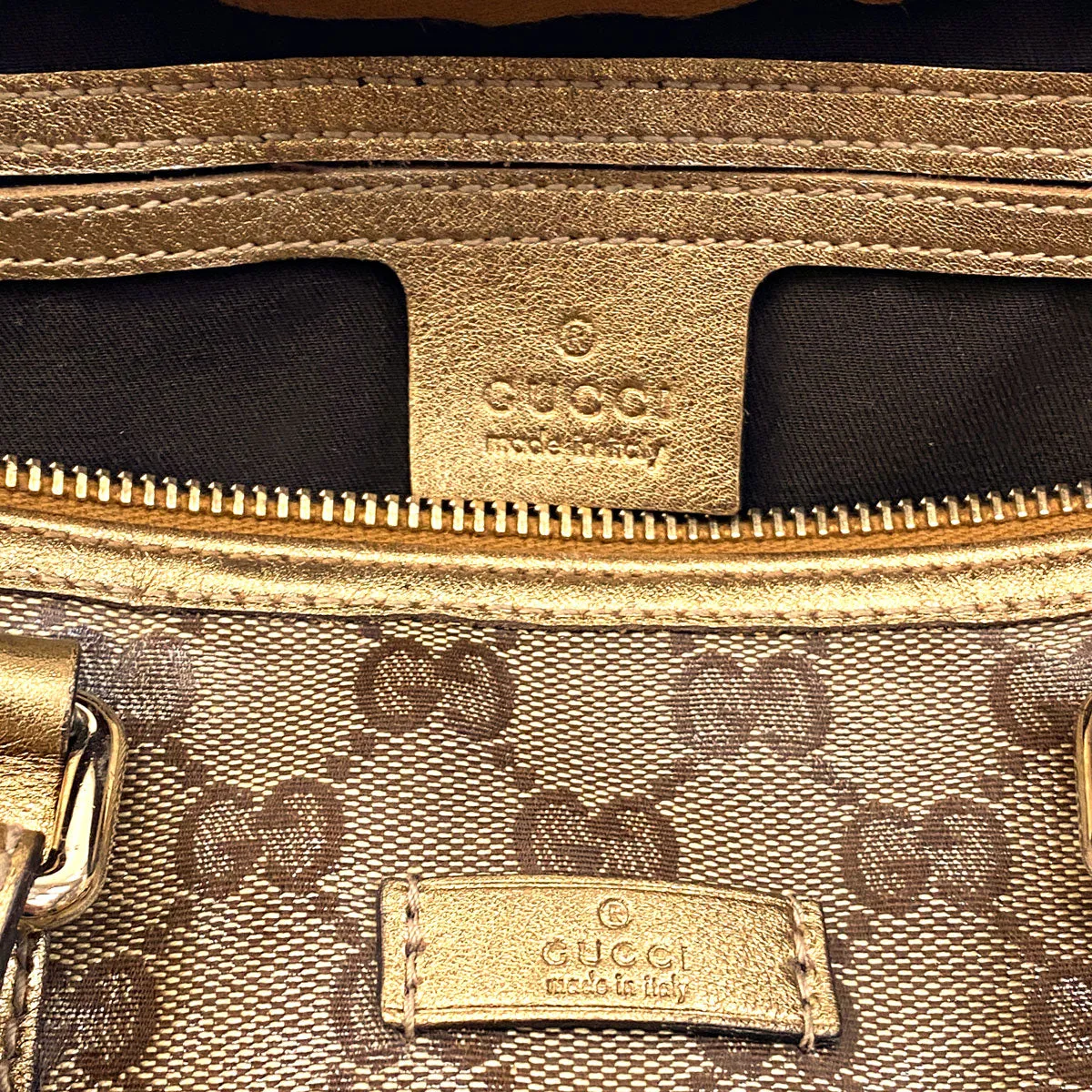 Gucci Joy GG Supreme Crystal Gold Boston Bag
