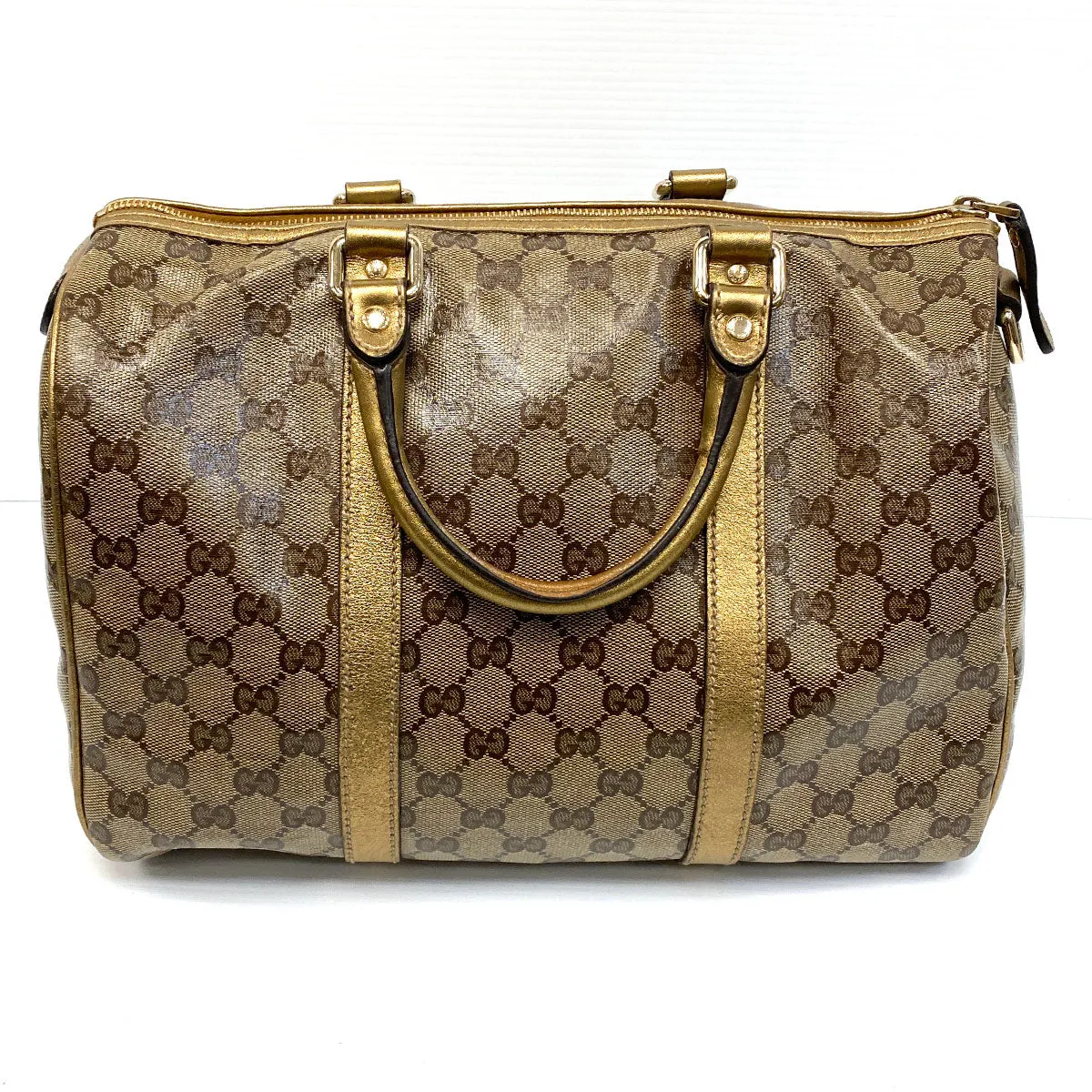 Gucci Joy GG Supreme Crystal Gold Boston Bag