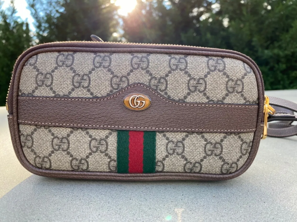 Gucci Ophidia Interlocking GG Canvas with Webbing Shoulder Bag