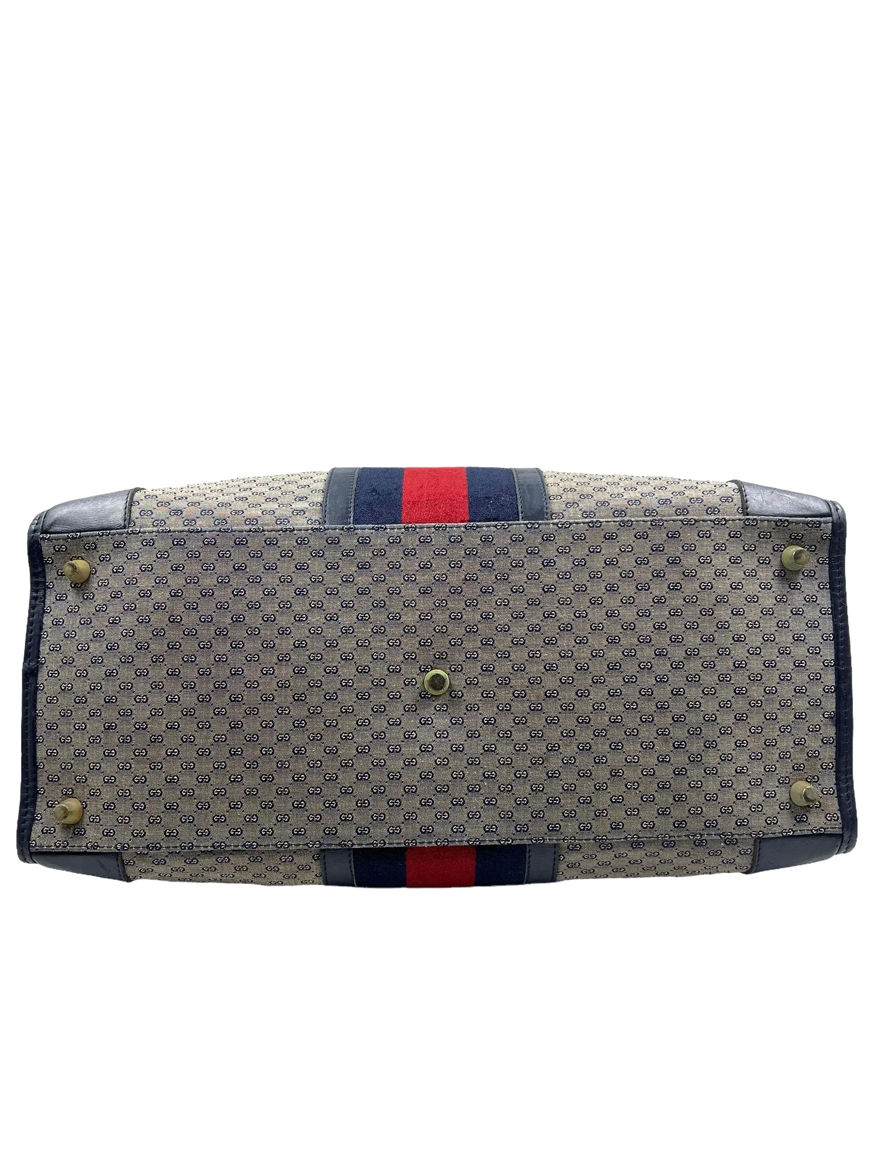 Gucci Vintage 1966 Navy Micro GG 2-Way Large Boston Carryall Duffle