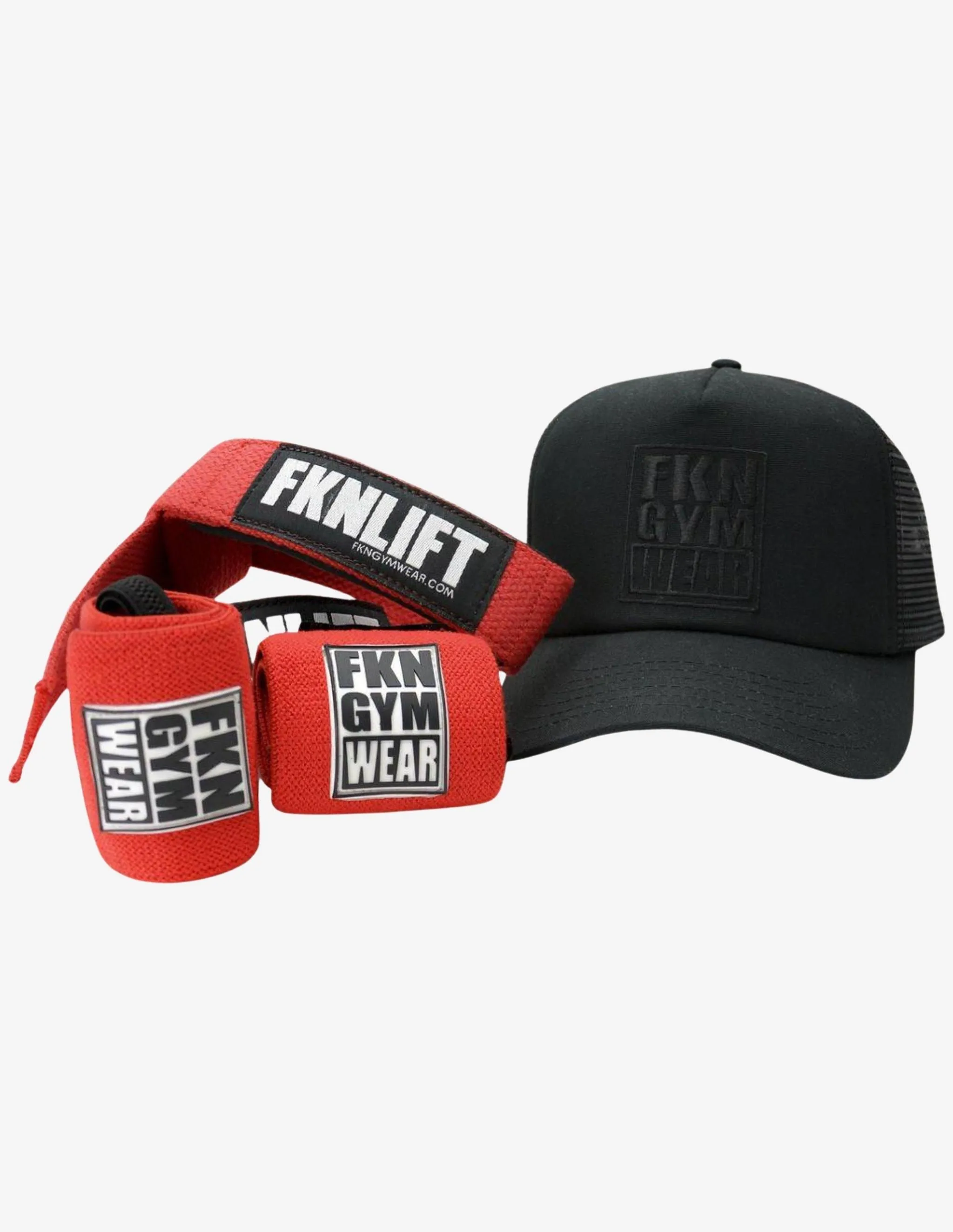 Gym Pack | Red Wraps & Straps | Black Cap