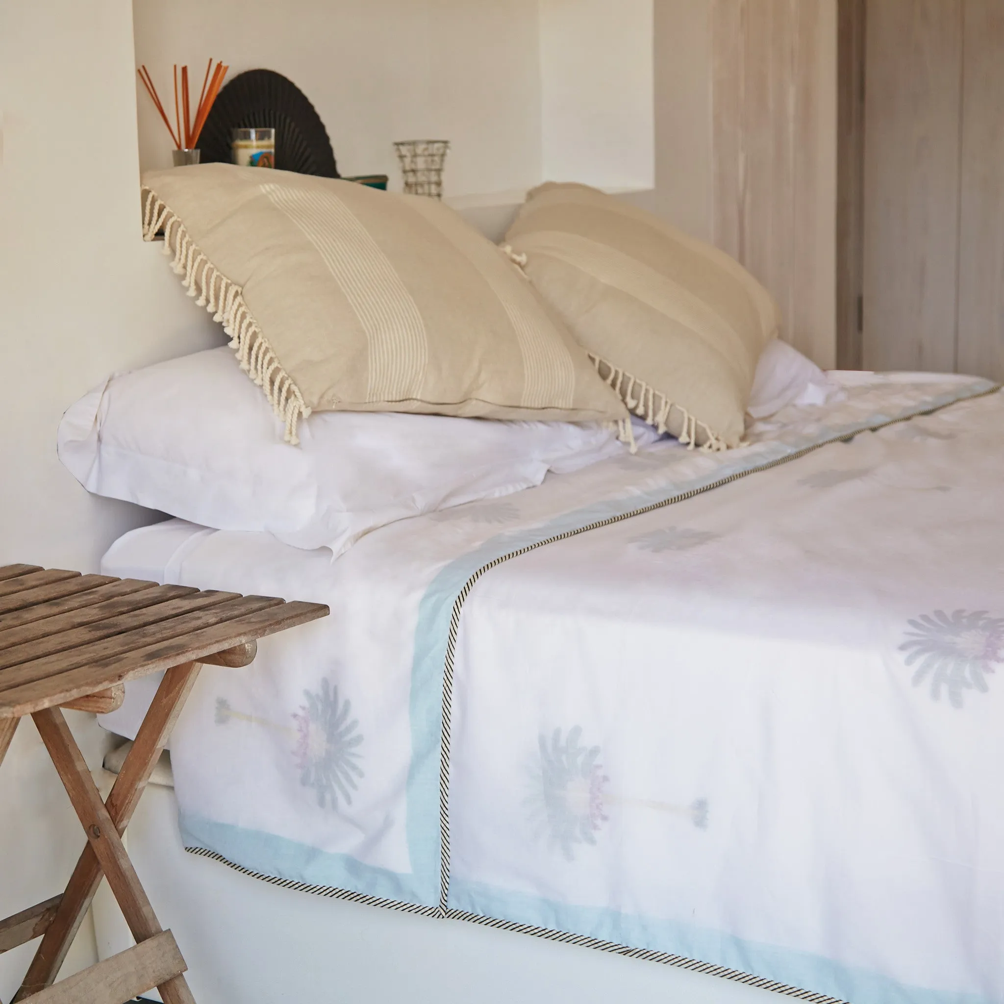 Hand Block Printed Palm Tree Top Sheet / Bed Cover