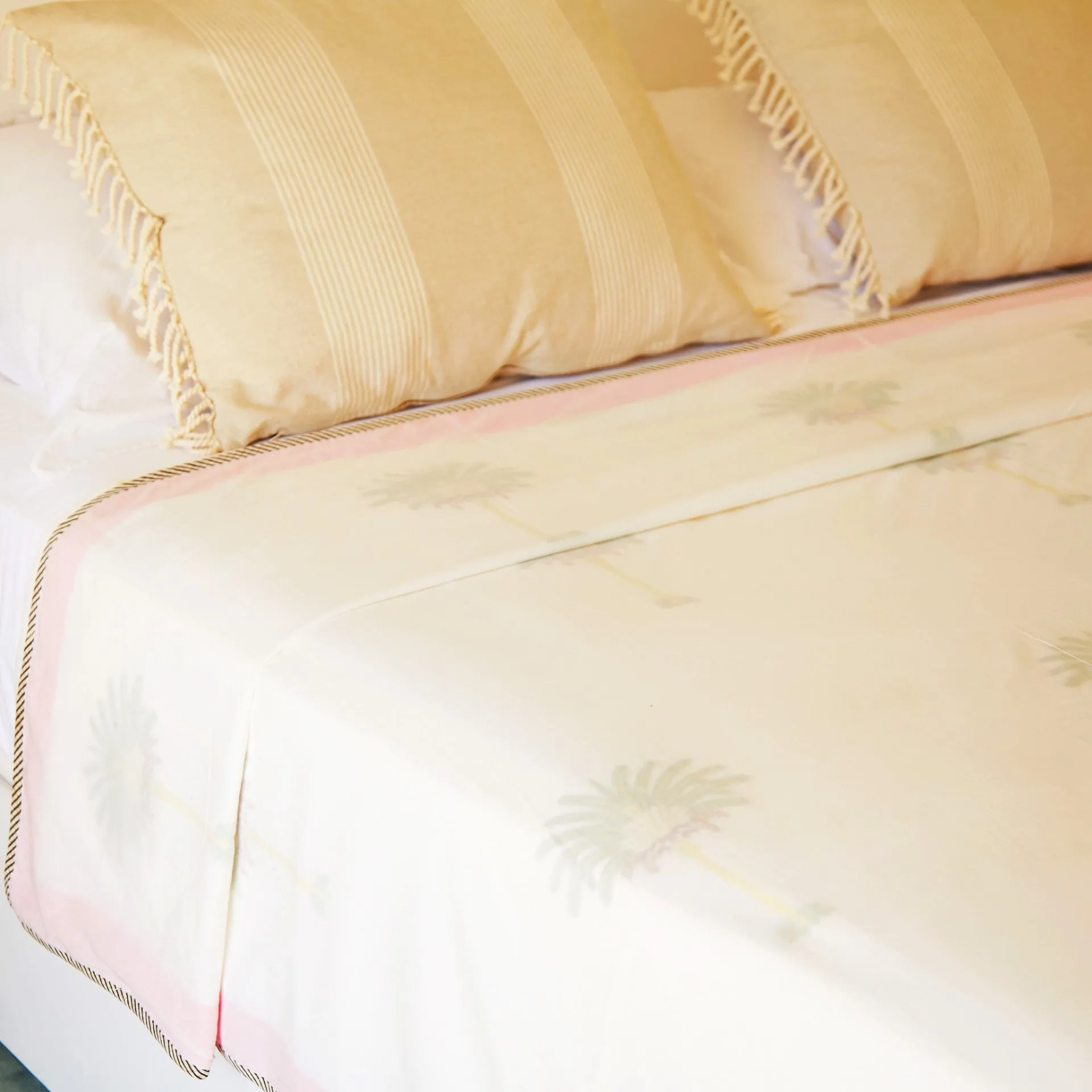 Hand Block Printed Palm Tree Top Sheet / Bed Cover