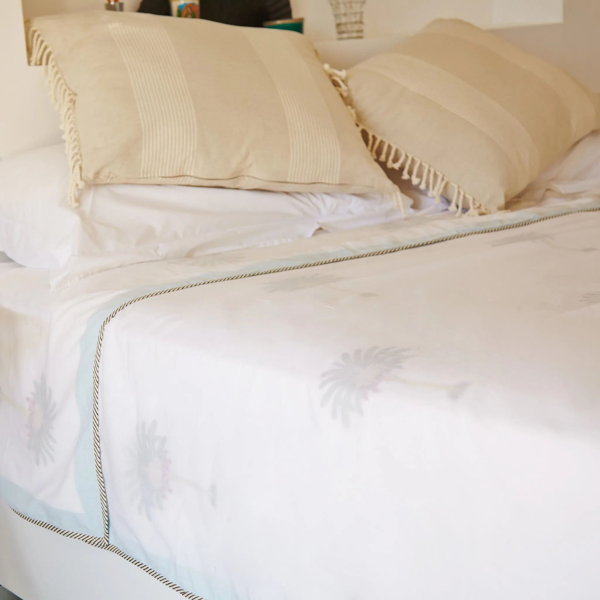Hand Block Printed Palm Tree Top Sheet / Bed Cover