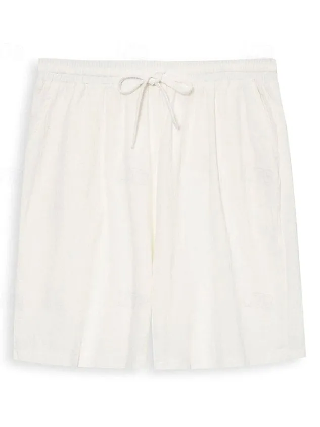 Hawaiian Vacation Solid Color Casual Cotton and Linen Men's Beach Shorts Big & Tall