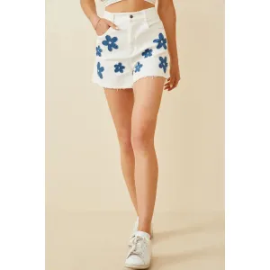 Hayden Girls Denim Floral Patch Denim Shorts
