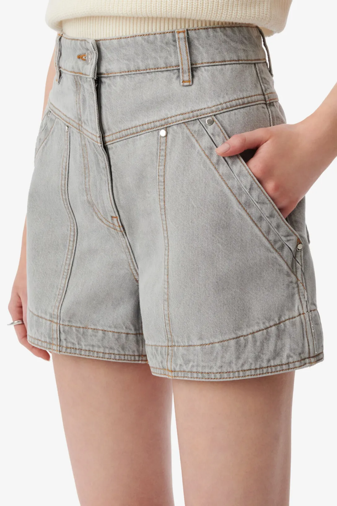Hippolie High-Waisted Shorts | Light Grey