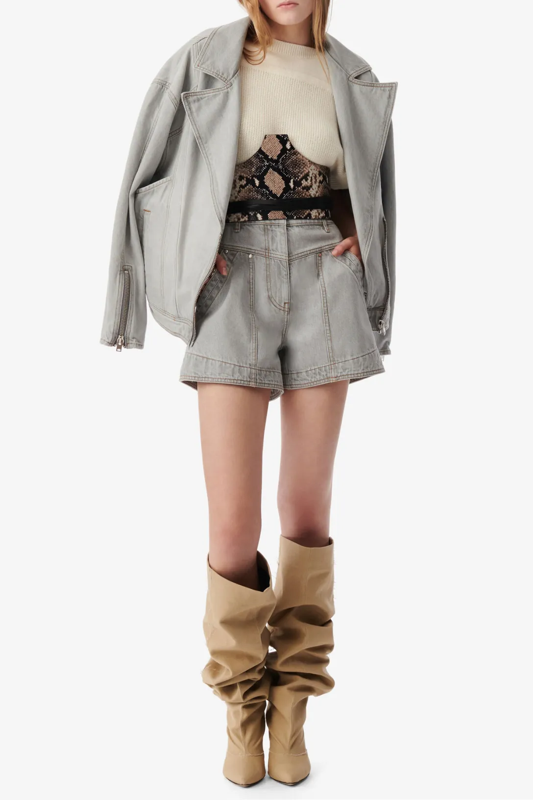 Hippolie High-Waisted Shorts | Light Grey
