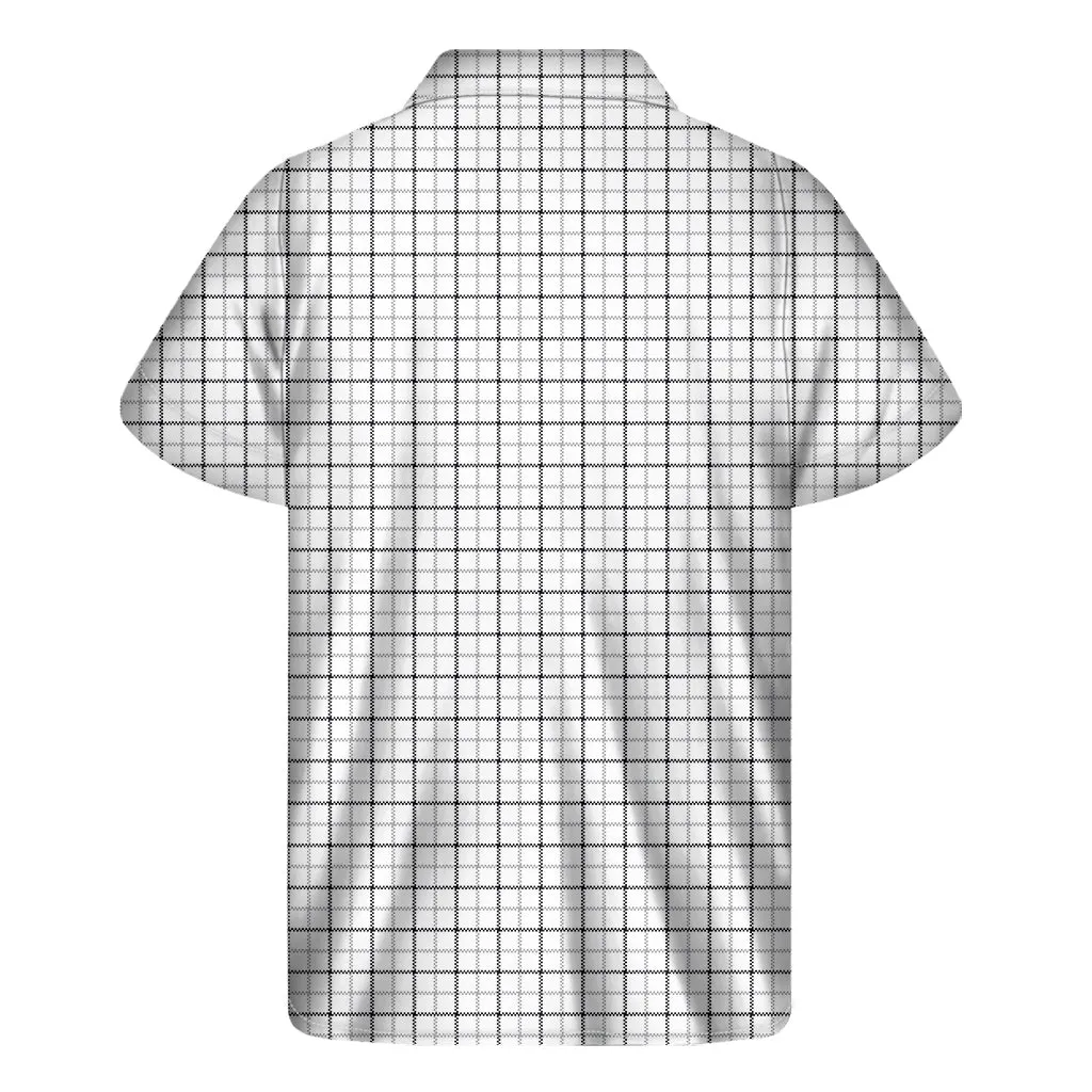 Island Breeze: White Tattersall Pattern Hawaiian Short Sleeve Shirt