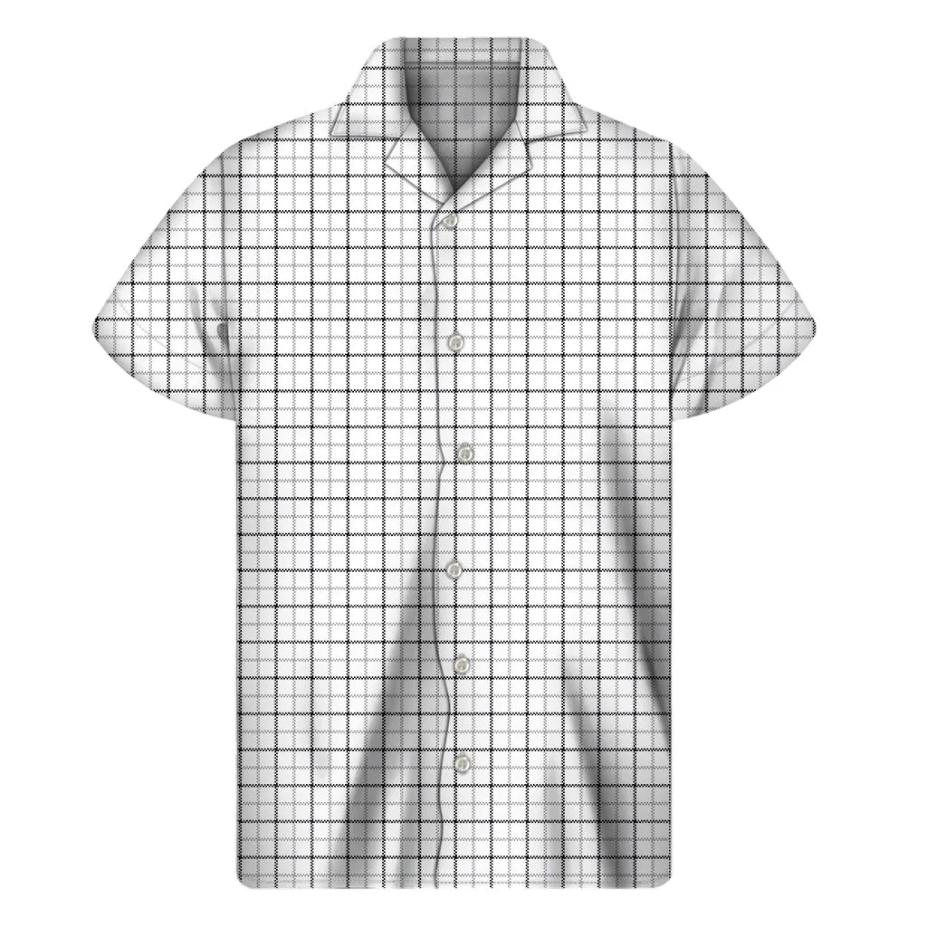 Island Breeze: White Tattersall Pattern Hawaiian Short Sleeve Shirt