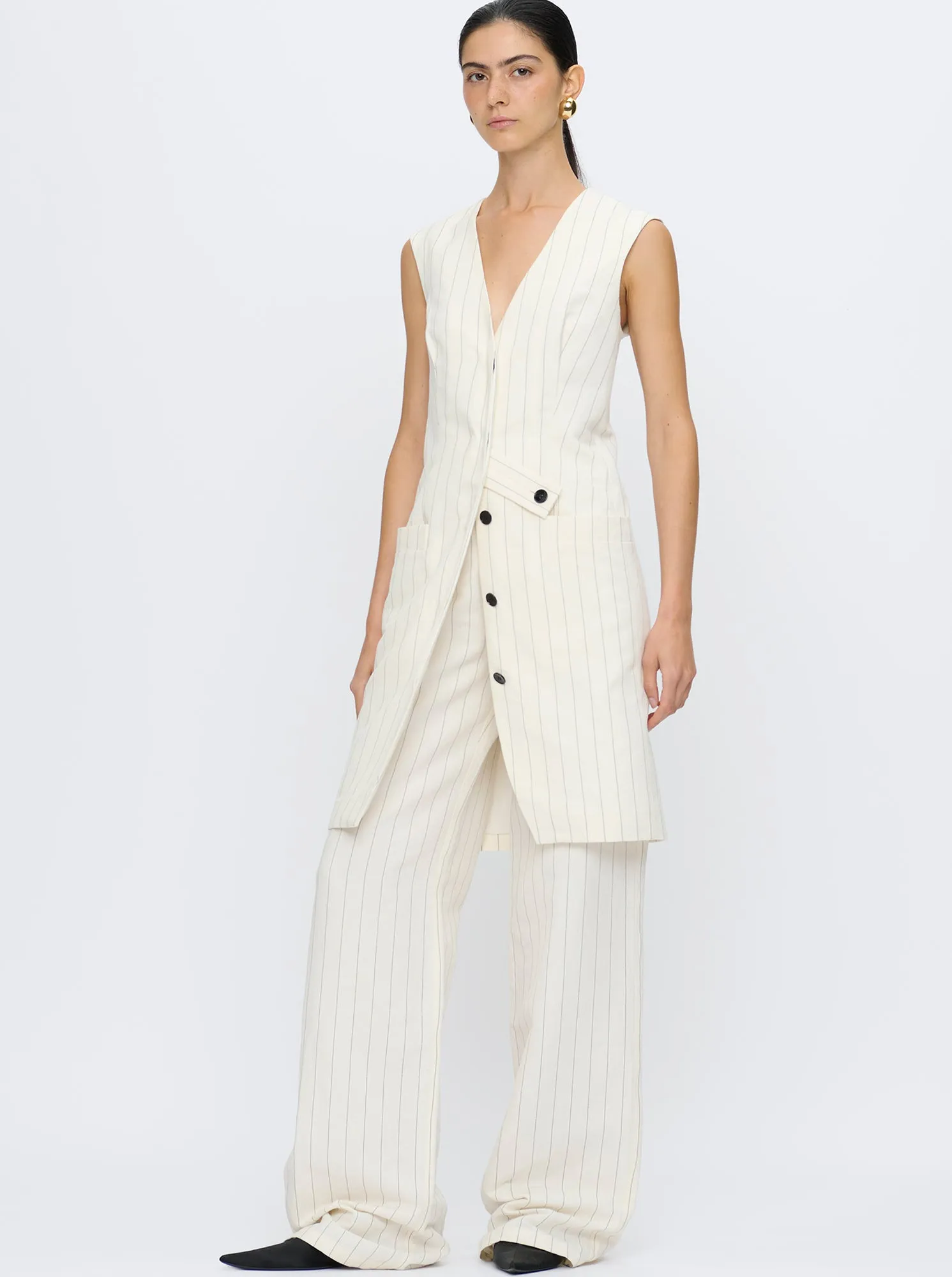 JAMILY Vest dress Ivory stripe