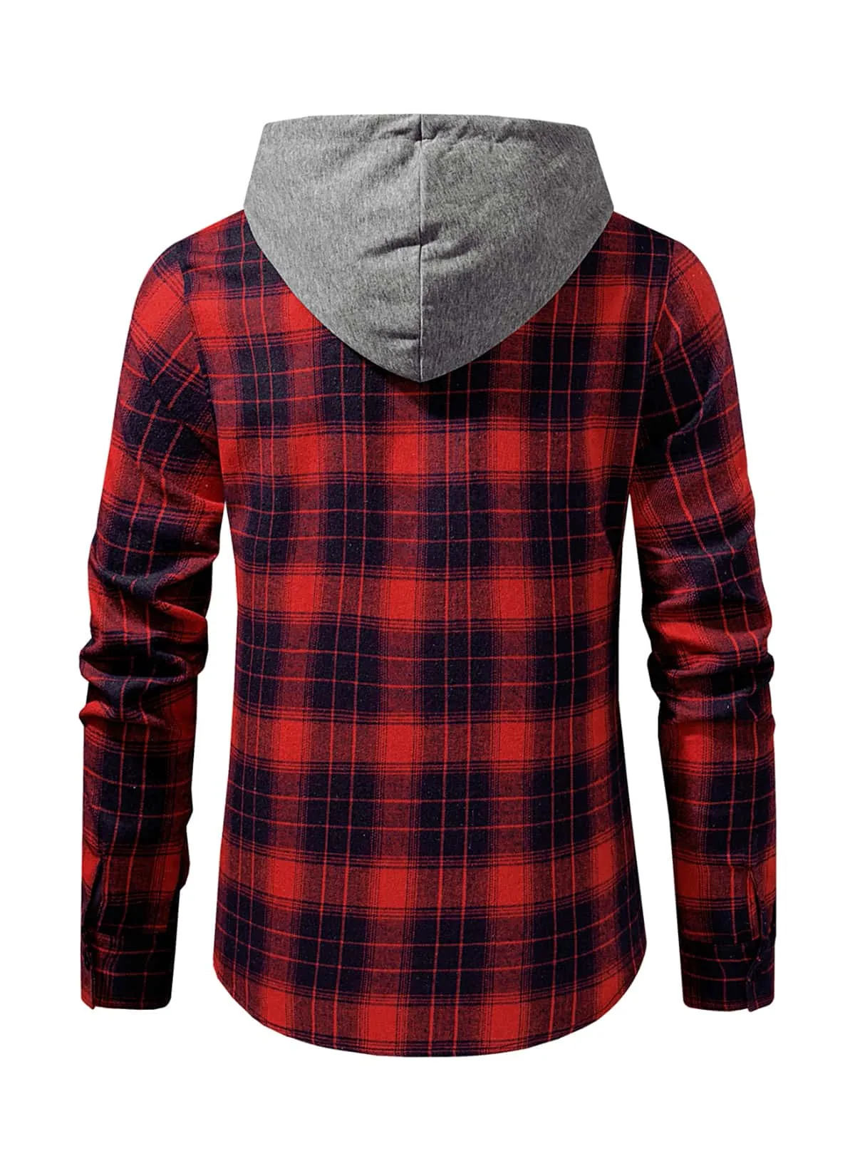 JMIERR Men's Fleece Lined Cotton Shirts Sherpa Casual Button Down Shirt Shackets Flannel Hoodie Plaid Shirts Jacket