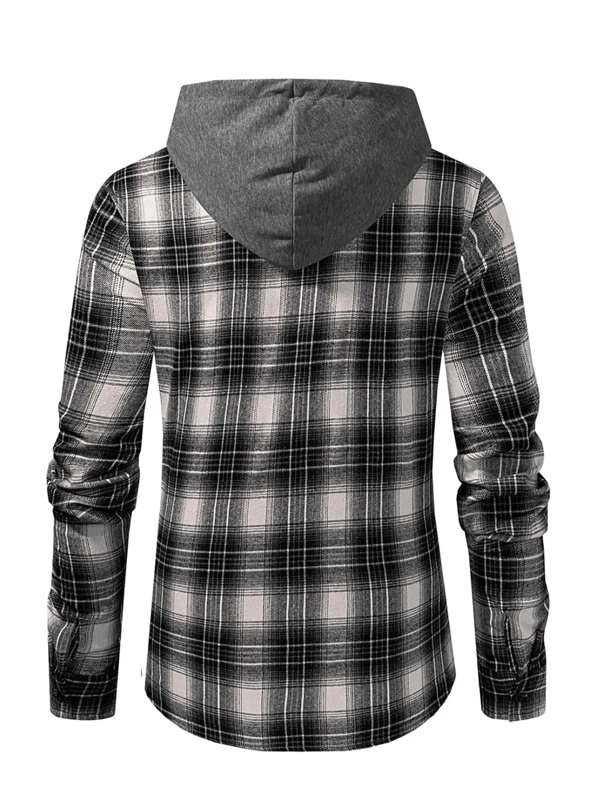 JMIERR Men's Fleece Lined Cotton Shirts Sherpa Casual Button Down Shirt Shackets Flannel Hoodie Plaid Shirts Jacket