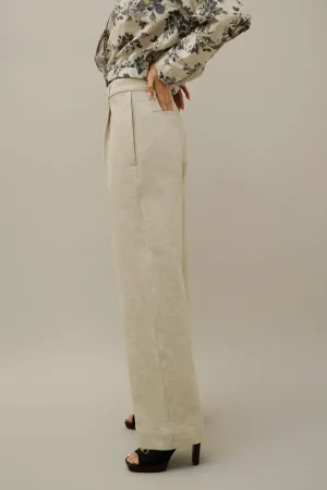 Jonas Beige Wide-Leg Pleated Long Pants