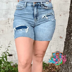Judy Blue Light Distressed Shorts