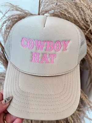 Khaki   Pink Cowboy Trucker Hat