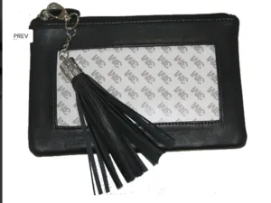 Lamb Skin Zip Pouch With Detachable Tassel