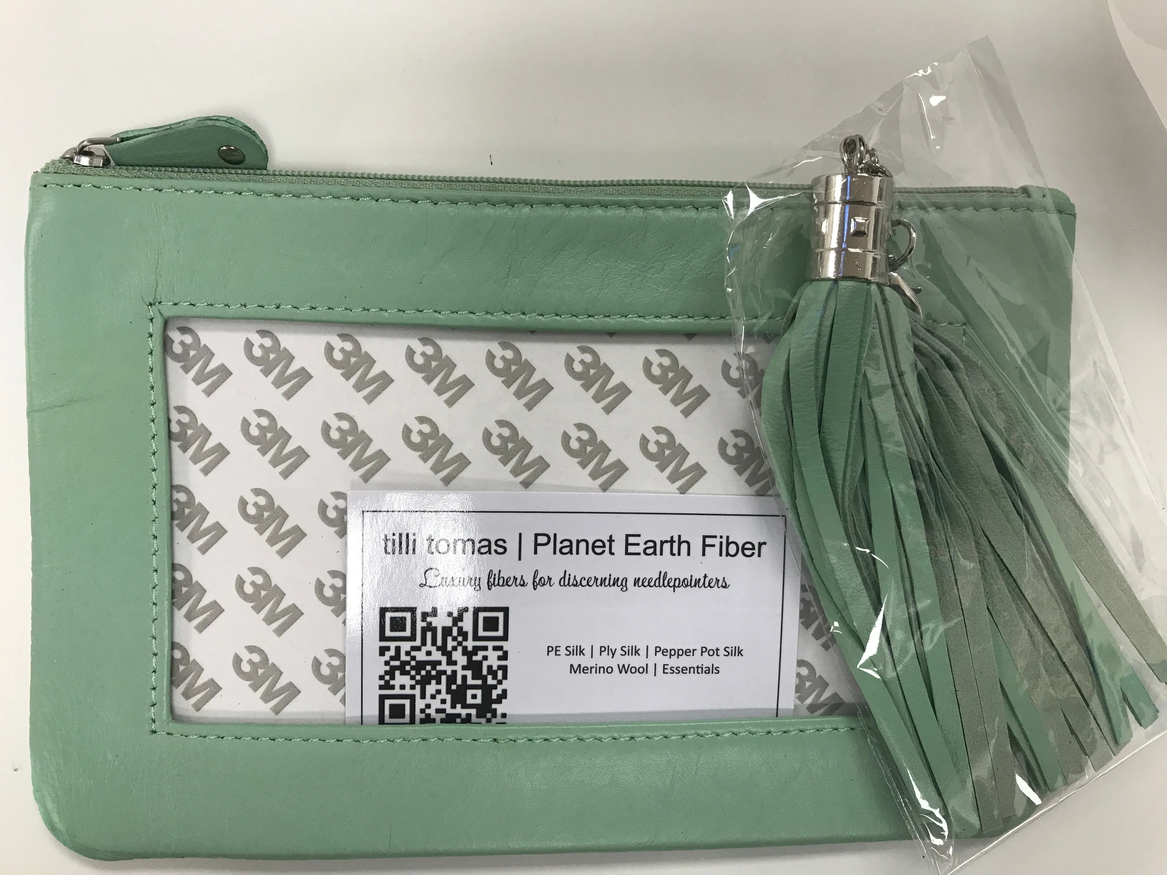 Lamb Skin Zip Pouch With Detachable Tassel