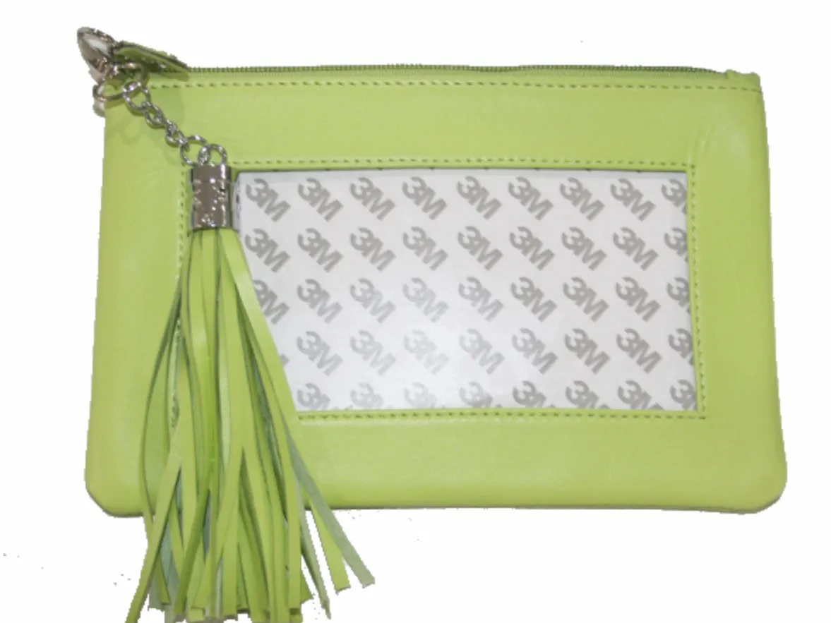 Lamb Skin Zip Pouch With Detachable Tassel