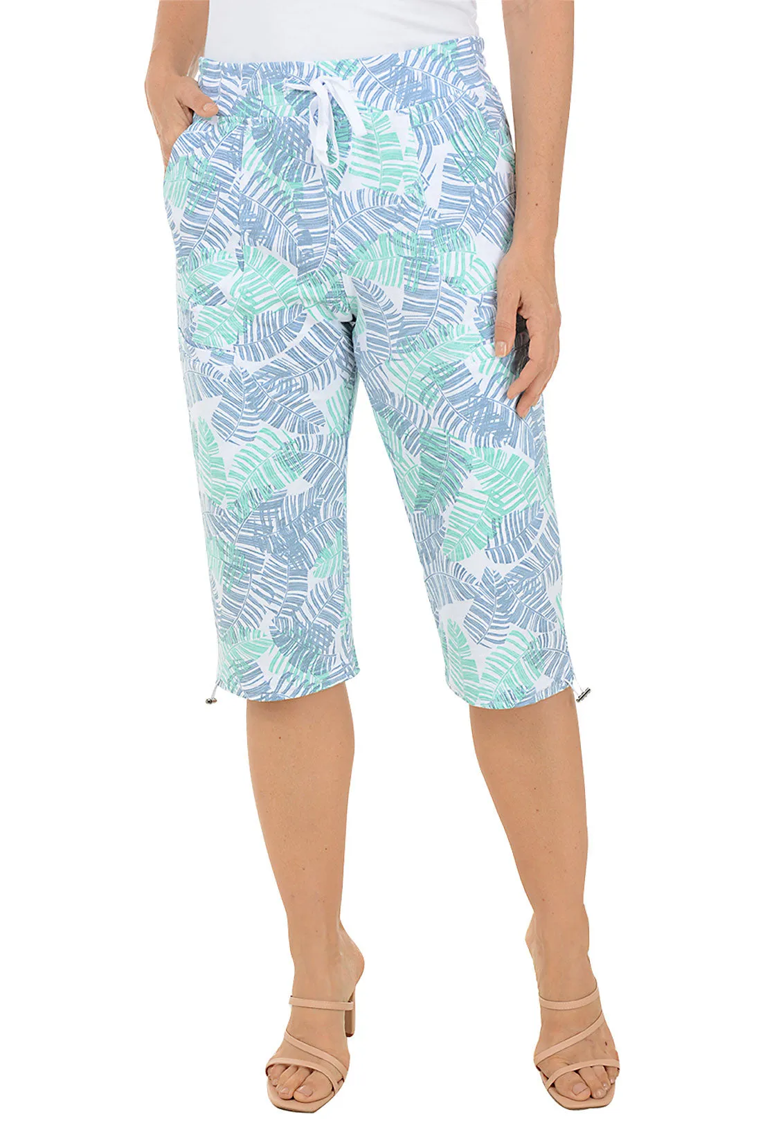 Leaf Print Beach Skimmer Pant