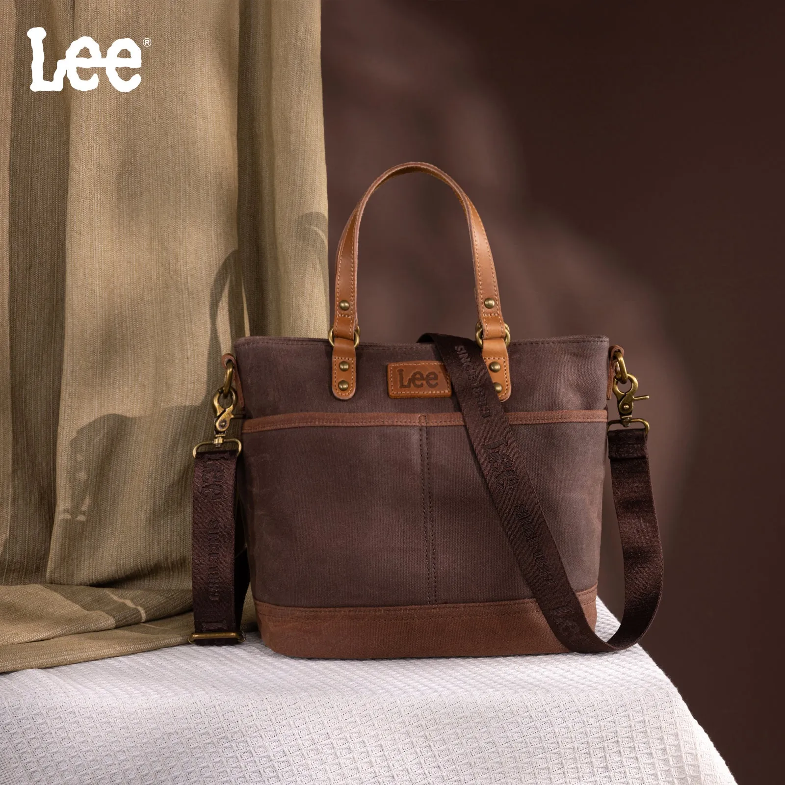 LEE51-003  LEE Denim Waxed Canvas Tote/Shoulder Bag/Crossbody