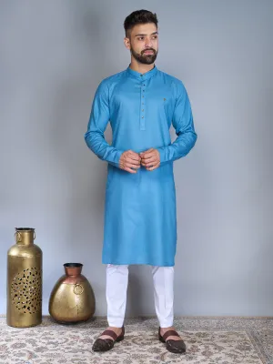 Light Blue Men's Silk Kurta Set