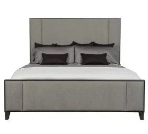 Linen Upholstered Panel Bed - Dark Grey