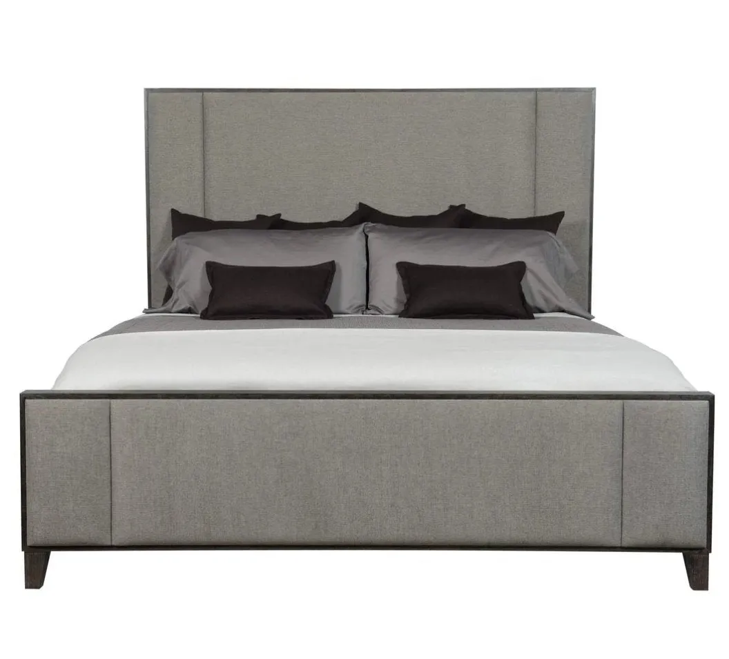 Linen Upholstered Panel Bed - Dark Grey