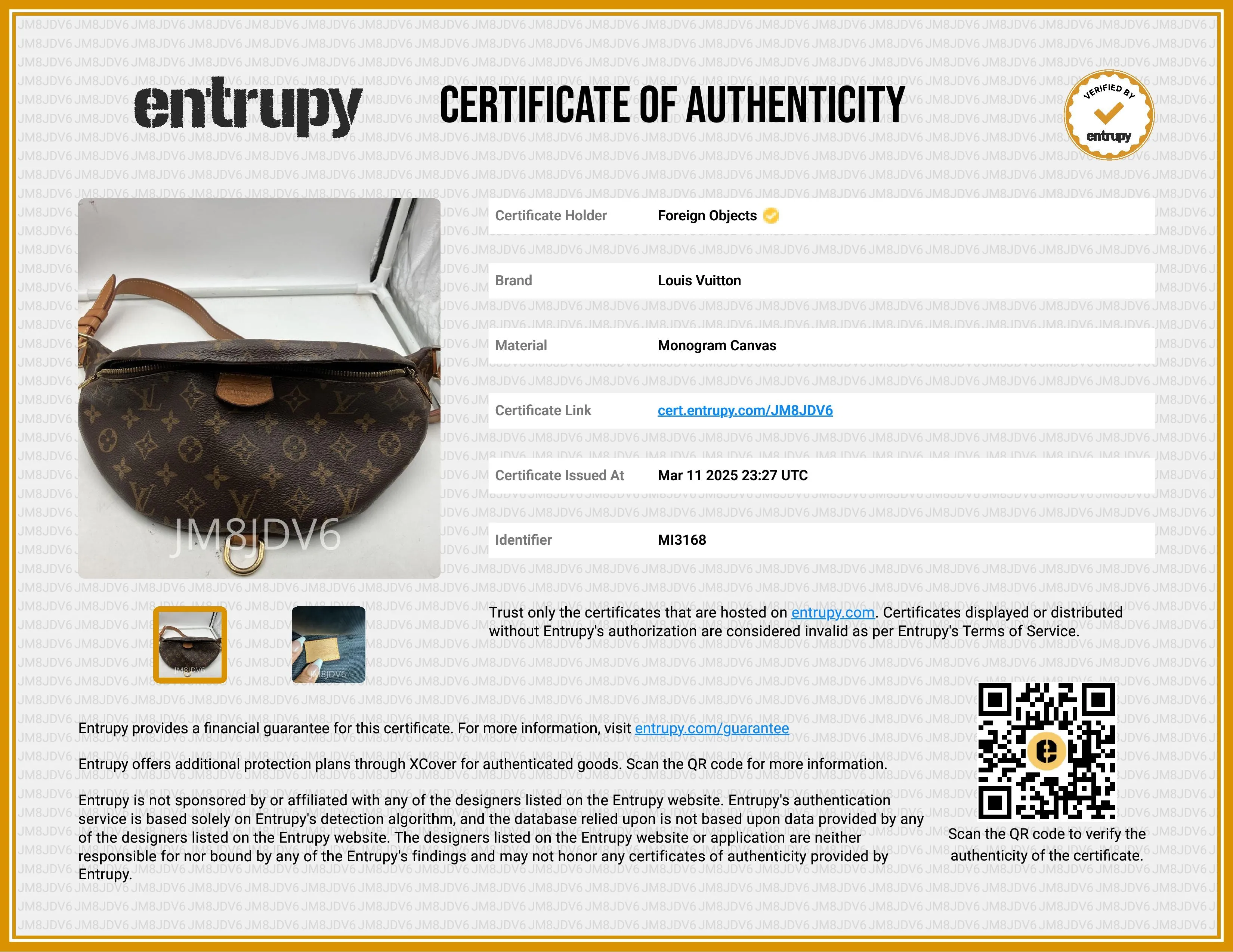 Louis Vuitton Monogram Canvas Bum Bag MI3168