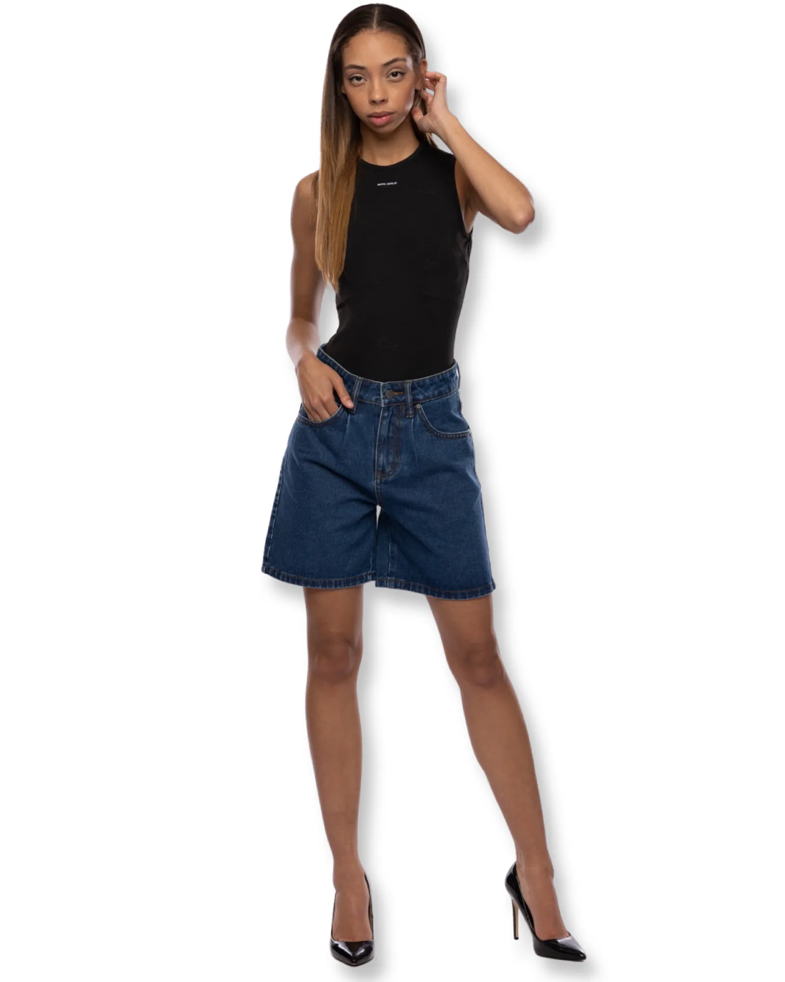 Louise Long Denim Shorts