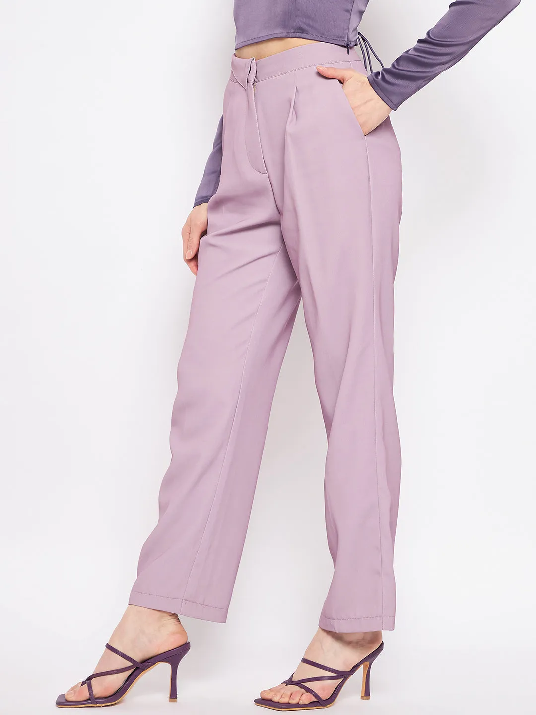 Madame Pleated Mauve Trouser