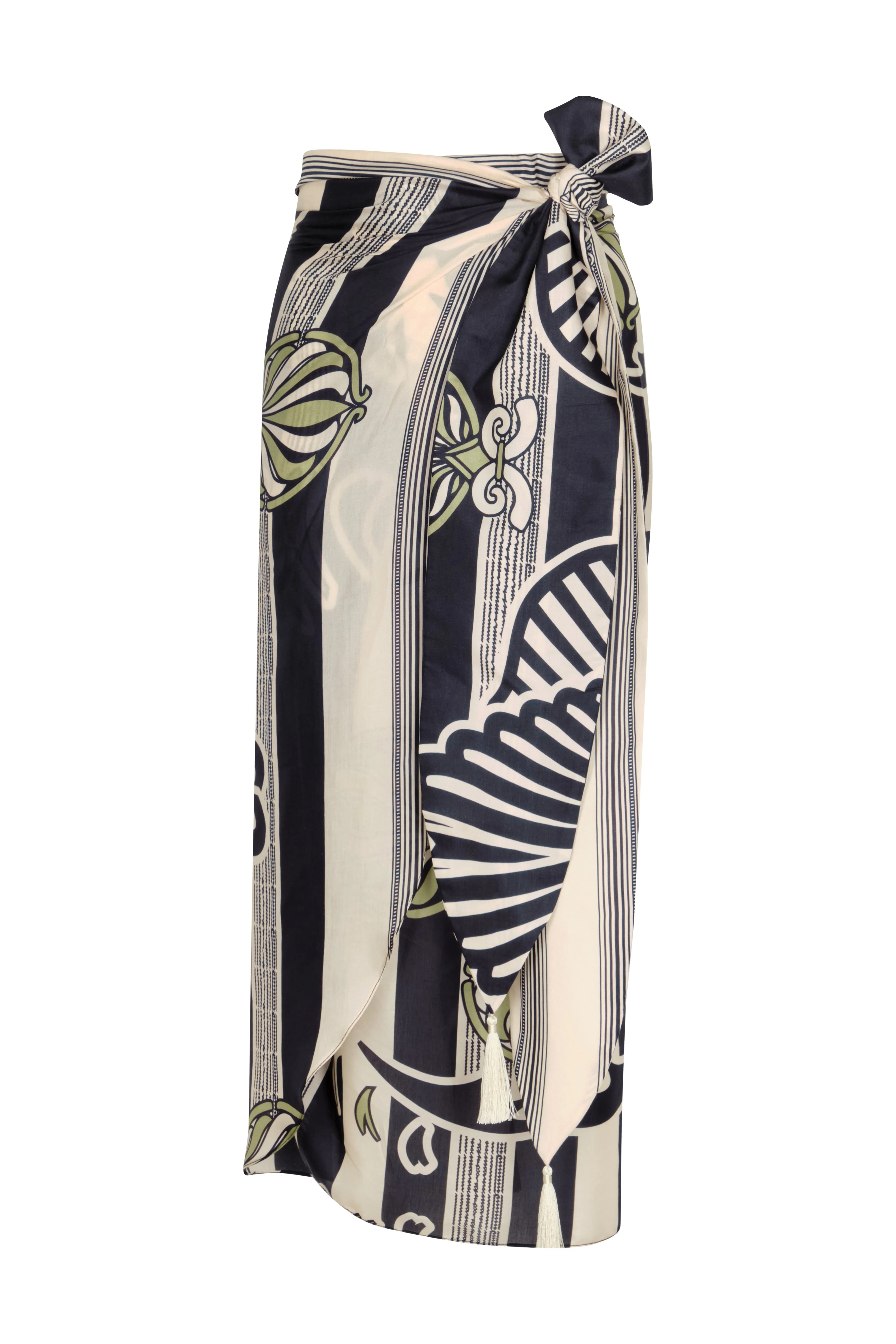 Mapara Cotton Silk Skirt in Navy Stripe