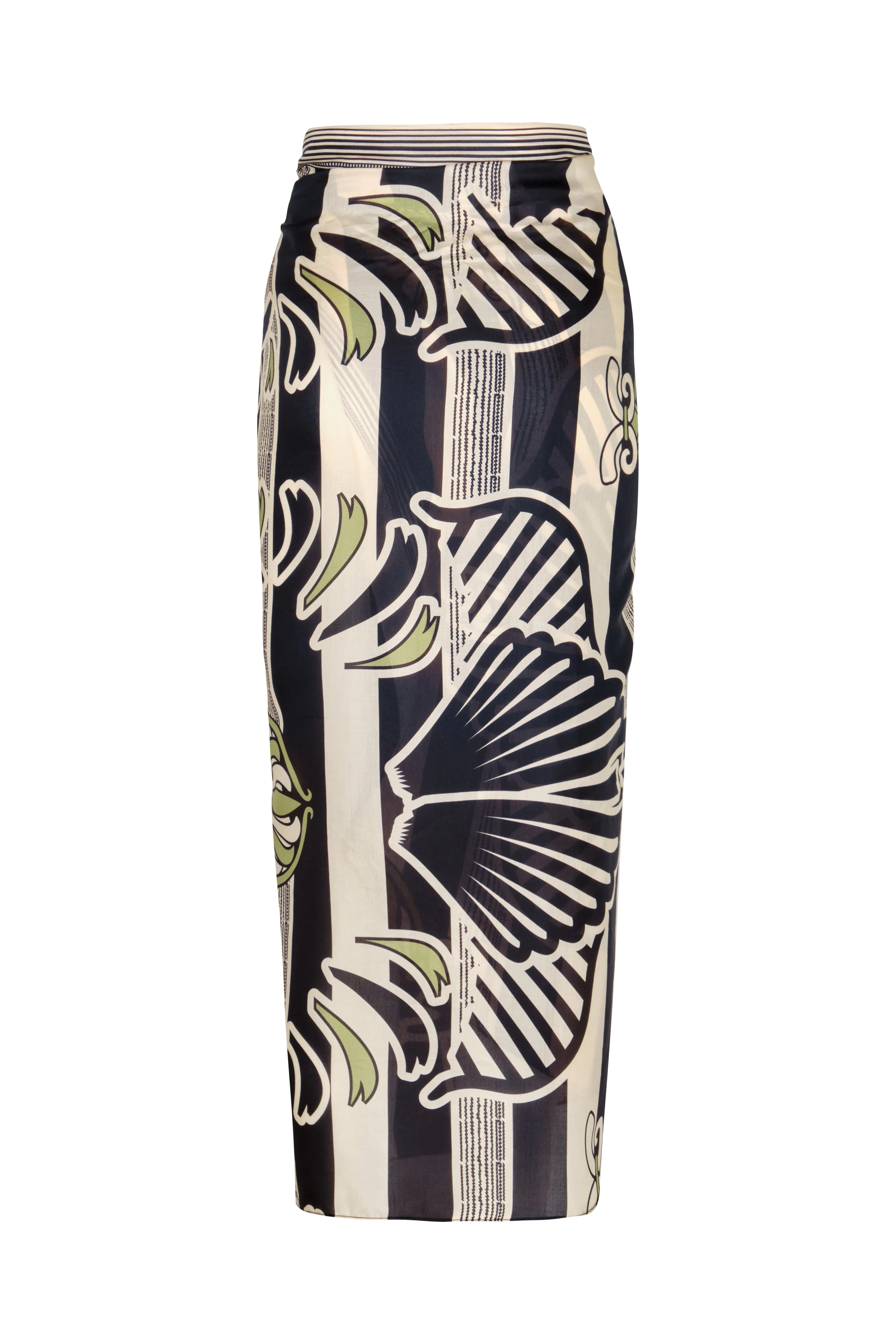 Mapara Cotton Silk Skirt in Navy Stripe