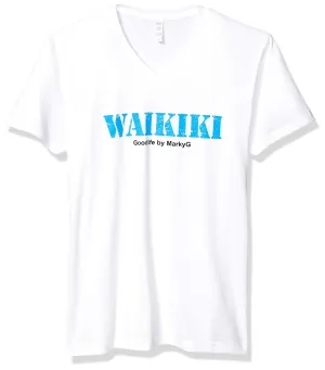 Marky G Apparel Men's Barbados Graphic Printed Premium Tops Fitted Sueded Short Sleeve V-Neck T-Shirt