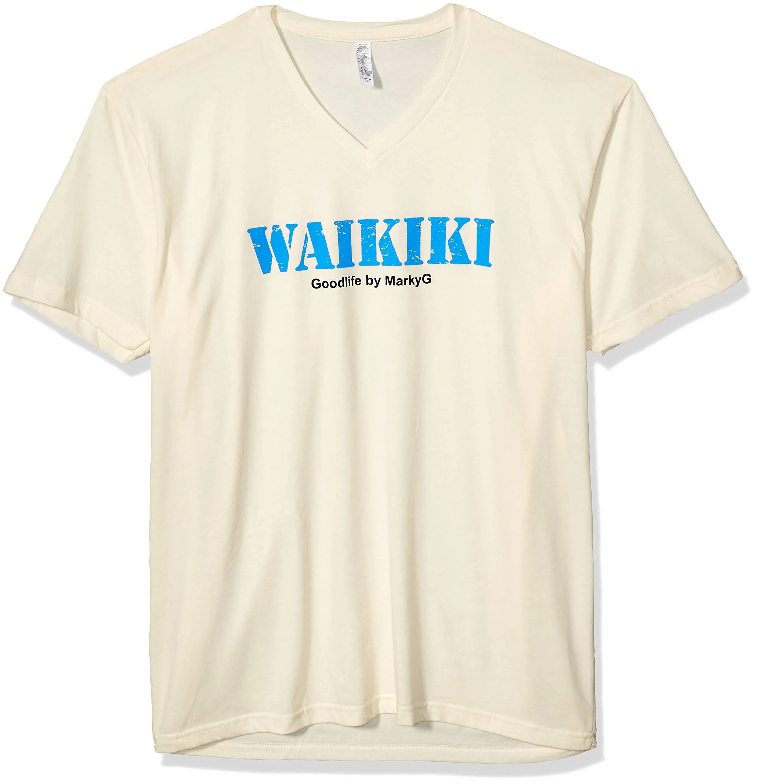 Marky G Apparel Men's Miami Graphic Printed Premium Tops Fitted Sueded Short Sleeve V-Neck T-Shirt