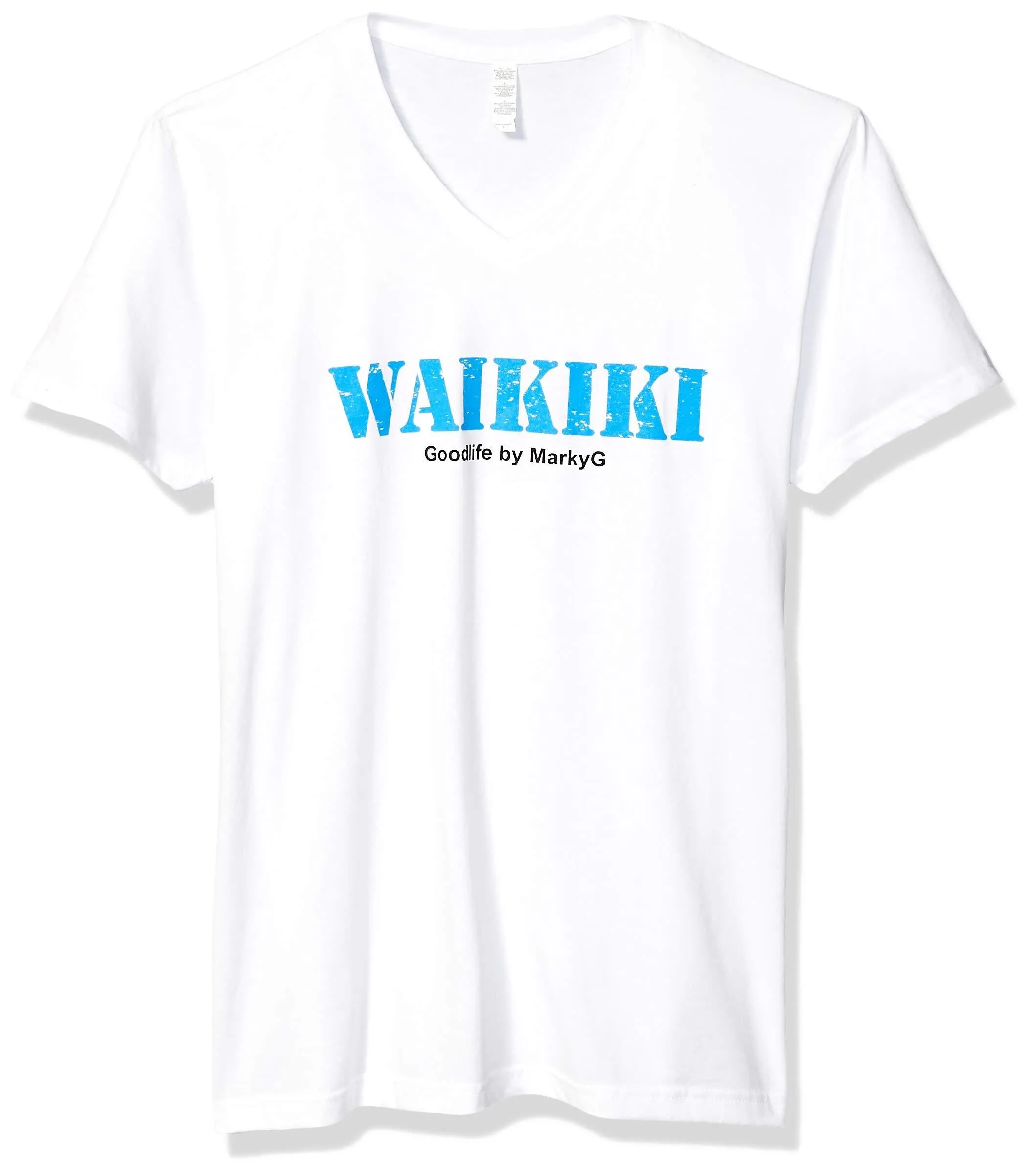 Marky G Apparel Men's Miami Graphic Printed Premium Tops Fitted Sueded Short Sleeve V-Neck T-Shirt