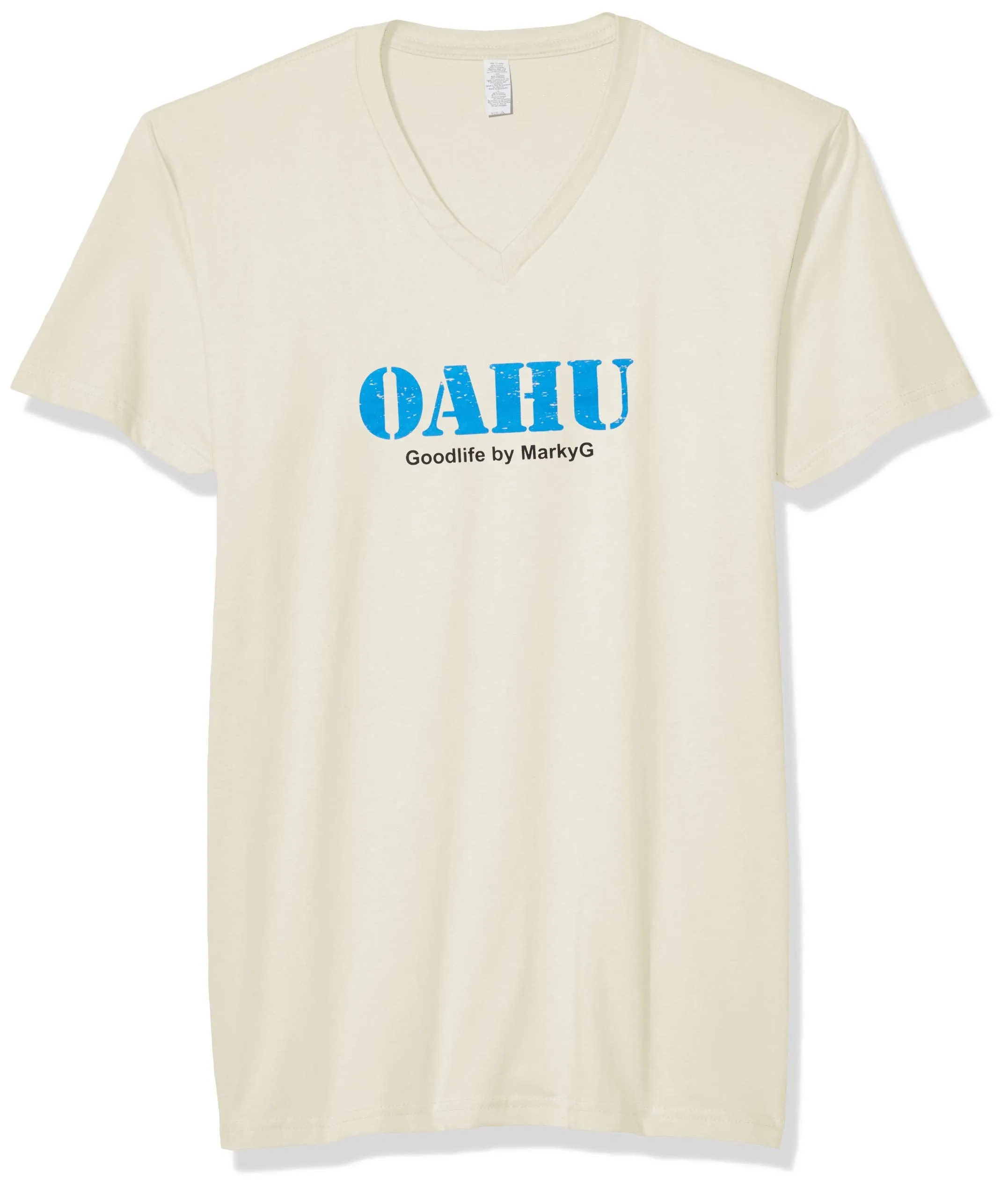 Marky G Apparel Men's Oahu Graphic Printed Premium Tops Fitted Sueded Short Sleeve V-Neck T-Shirt