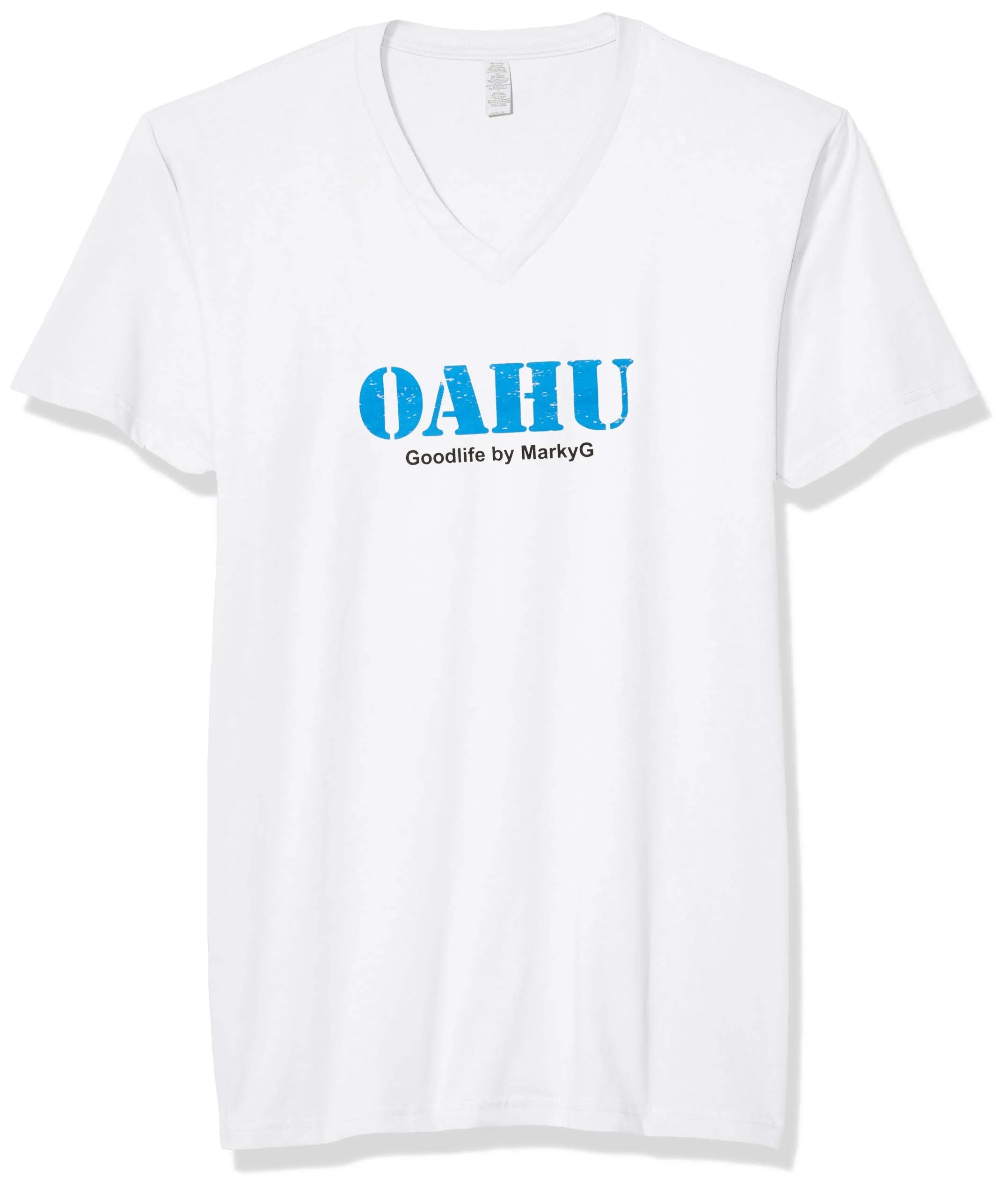 Marky G Apparel Men's Oahu Graphic Printed Premium Tops Fitted Sueded Short Sleeve V-Neck T-Shirt