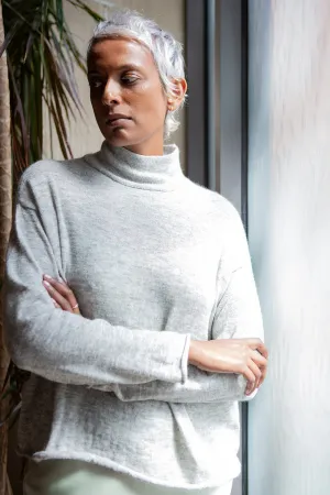 Matilda Alpaca Turtleneck In Light Grey
